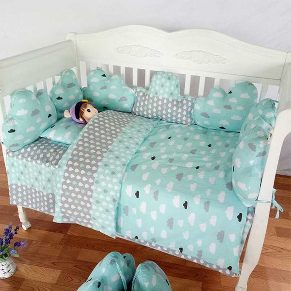 

baby bed bumper cloud shaped infant newborn baby bumper crib protector star print cotton soft bedding set