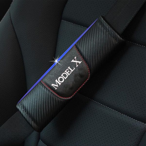 

for modelx model x 2pcs fashion carbon fiber leather car seat belt cover car seat belt shoulder pad accessories
