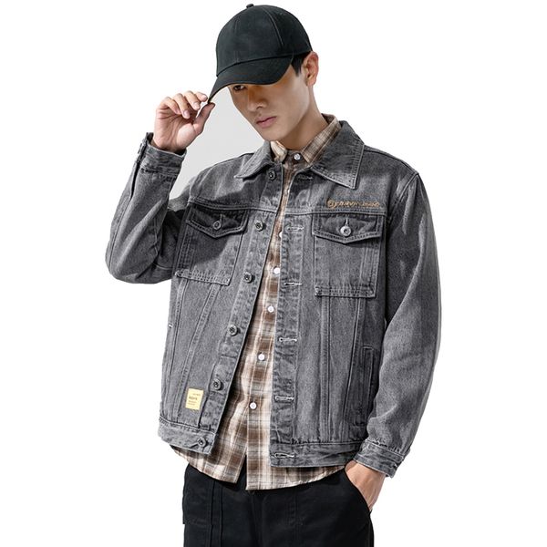 

мода streetwear punk стиль 2020 мужская куртка черного цвета серый патчи срощенной hip hop джинсовая куртка мужчин плюс размер куртки пальто, Black;brown