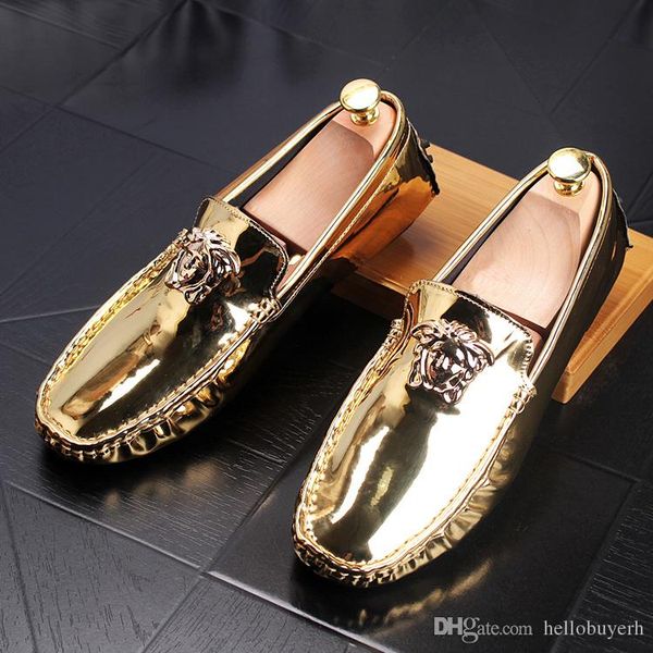 

gold luxury designer men glitter comfortable medusa groom shoes man's formal dress shoes for groom homecoming wedding christmas gift, Black