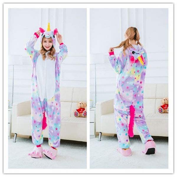 

7 pattern womens soft warm carton animal pajamas set sleepwear hooded winter pajamas homewear sleepwear ladies gentlemen, Blue;gray