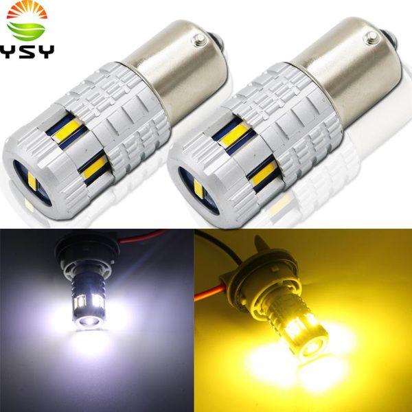 

ysy 10pcs ba15s 1156 p21w bau15s 1156 py21w canbus car bulb 1860 6 led reverse drl turn signal white yellow indicator light