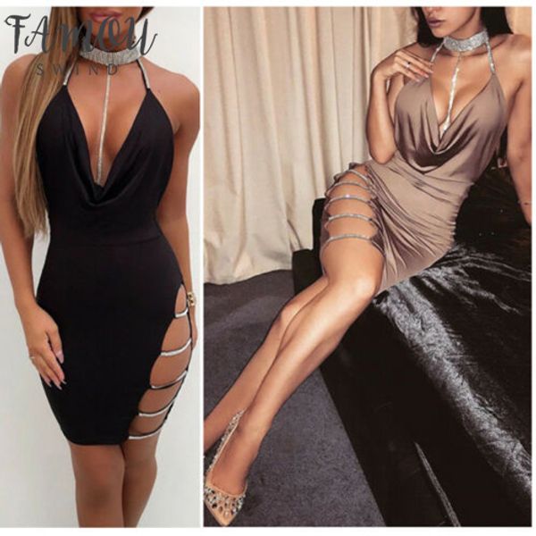 

2020 new women's bandage bodycon evening party v neck club short mini dress, Black;gray