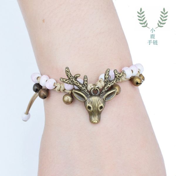 

japanese and korean-style simple and exquisite deer head bracelet womens girlfriends ceramic bracelet couple student animal zodiac bracelet, Black