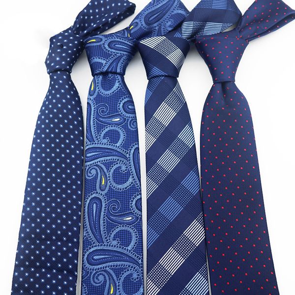 

new formal ties for men classic polyester woven plaid dots party necktie fashion slim 6cm wedding business male casual gravata, Blue;purple