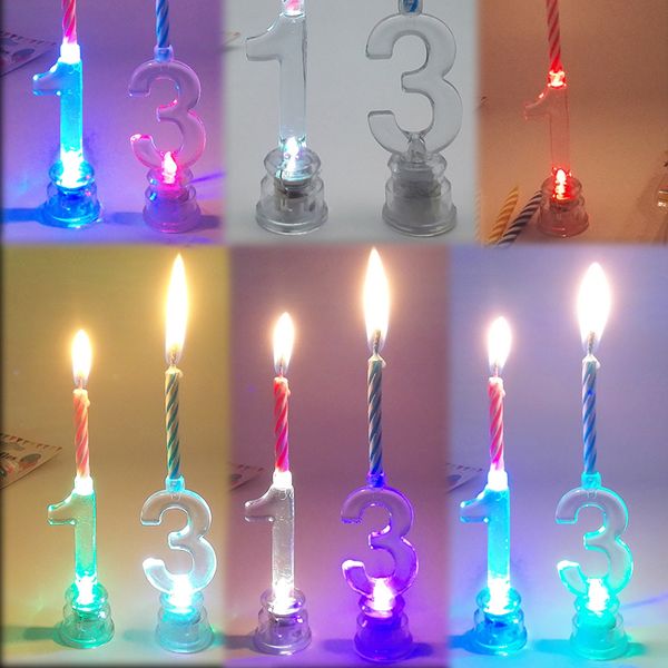 

threaded candle with glowing numbers flash birthday candle cake decoration confession blingbling520