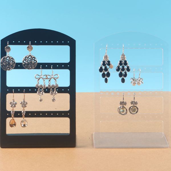 

pack of 5 acrylic modern earring stud stand holder jewelry display, black/clear, 2 sizes, Pink;blue