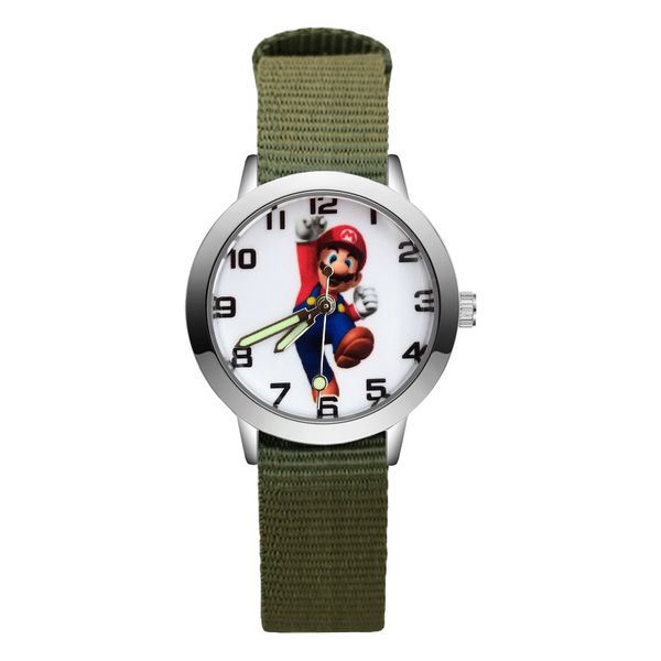 

fashion cartoon cute mario style children's watches kids student girls boys quartz nylon strap wrist watch clock ja120, Blue