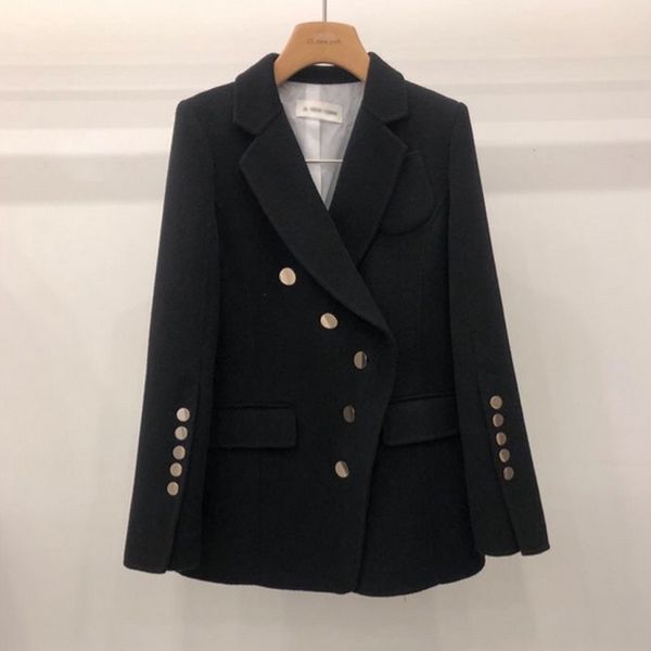 

new arrival autumn winter woolen blazer women notched loose single breasted wool suit jacket plus size 2xl, White;black