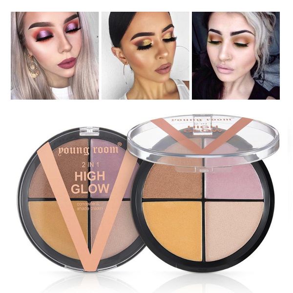 

new brand 4 color high light eye shadow brightening of cosmetic long lasting powder foundation make-up brighten skin makeup