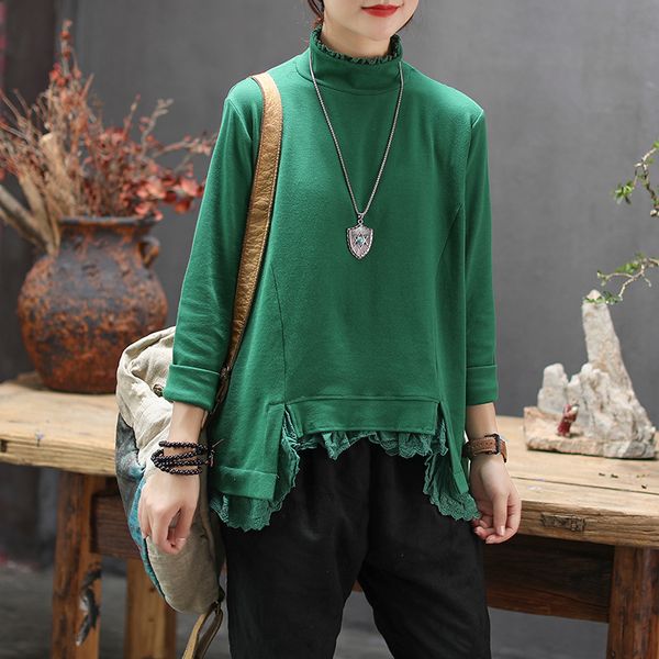 

autumn winter hoodies retro women loose irregular pullovers 2019 new ladies turtleneck casual vintage hoodies, Black