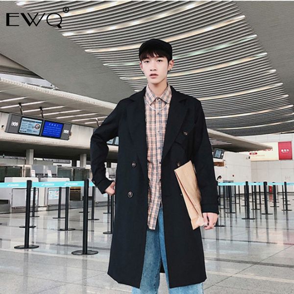 

ewq 2019 весна новое поступление мужчины с длинным рукавом ветровка пальто мода двубортный створки отложным воротником куртка для мужчин hd5, Tan;black