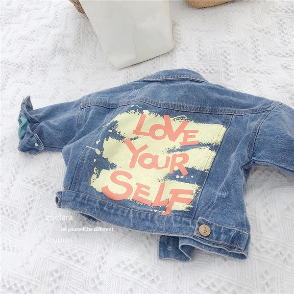 

2020 children's spring long sleeve print denim jacket, Blue;gray