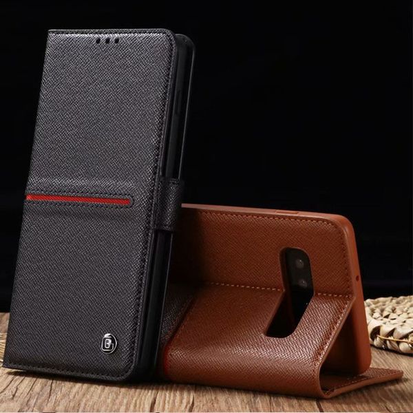 

luxury genuine leather magnetic wallet flip case cover for samsung galaxy s9 plus s10e s10 plus cases with stand