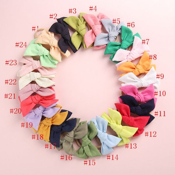 

250pc/lot solid cotton fabric bow without clips or headbands for girls bows children girls birthday party gifts hair accessories, Slivery;white