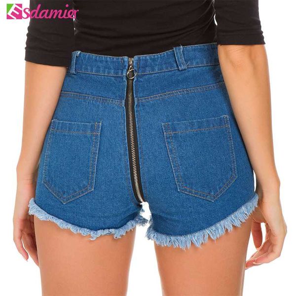 

esdamier summer women shorts tassel jeans back zipper blue high waist skinny denim jeans shorts for female 2020 deep blue, White;black
