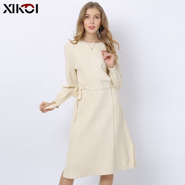 

женщин дизайнер тонкий похудения свитер юбка до колена диких длинный рукав вязать платье clothingno69, Black;gray