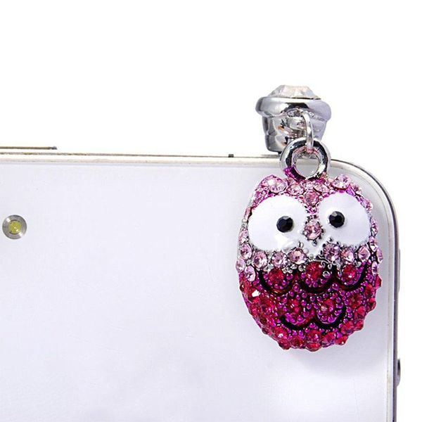 

cartoon shimmer crystal big eyes owl headphone anti dust plug 3.5mm dustproof plug