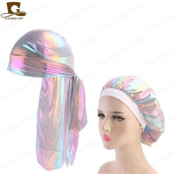 Мужские Durags хип хоп бандана Пиратская шапка Du Doo тряпка шелковистая Durag повязки головные уборы длинный хвост женские аксессуары для волос