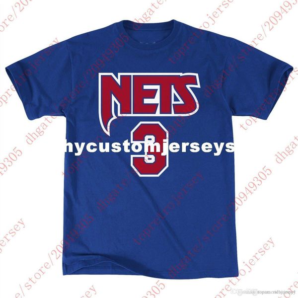 

custom #3 drazen petrovic mitchell & ness men's "player" s/s t-shirt mens stitched summer tee basketball jerseys ncaa, Black;blue