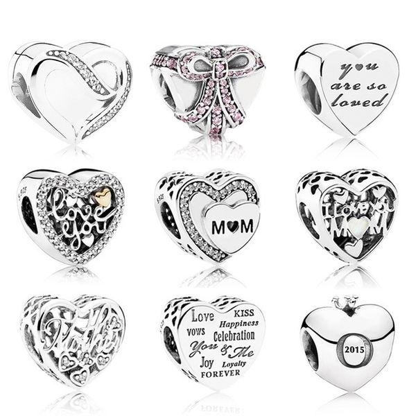 

новый 100% подлинная стерлингового серебра 925 пандора в форме сердца бусины ясно cz шарм бисера fit браслет diy браслет завод оптовая, Black