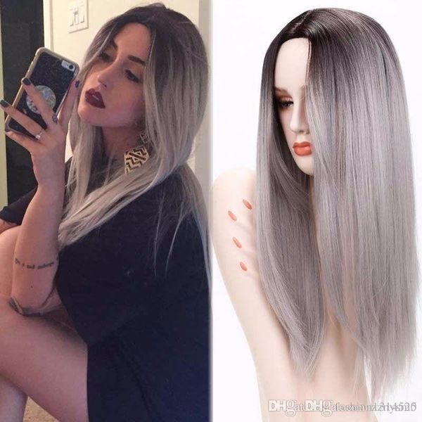 26 Scene Wig Black Mixed Wine Red Gray Blond Rainbow Emo Hair Long