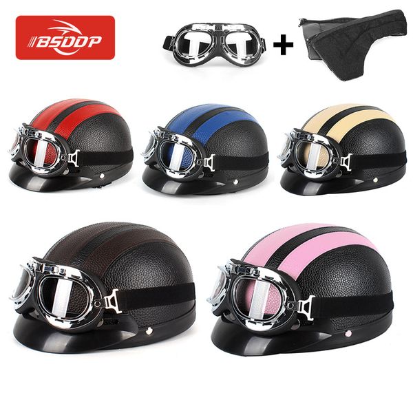 

motorcycle open helmet scooter travel retro helmet+goggles for zx6r z800 zx9r zx10r zx14r fz6 xj6 mt-07 mt-09 r1