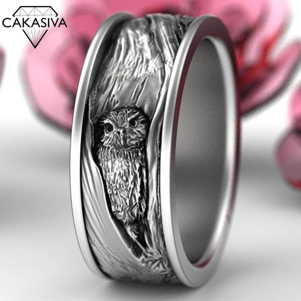 

owl ring jewelry silver 925 jewelry vintage ring birthday party gift, Golden;silver