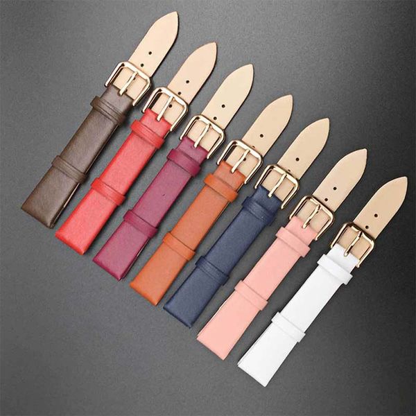 

12mm/14mm/16mm/18mm/20mm/22mm 1pc watch strap men and women leather popular watches band smooth, Black;brown