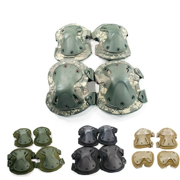 

tactical paintball protection knee pads & elbow pads set sports safety protective protector gear shooting 4pcs/set, Black;gray