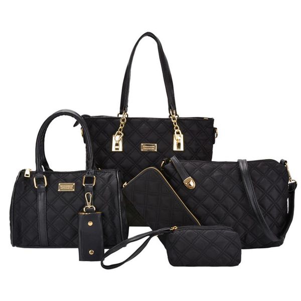 

6 pcs/set elegant composite bag lady female handbag nylon shoulder crossbody bag women bags set with purse clutch wallet
