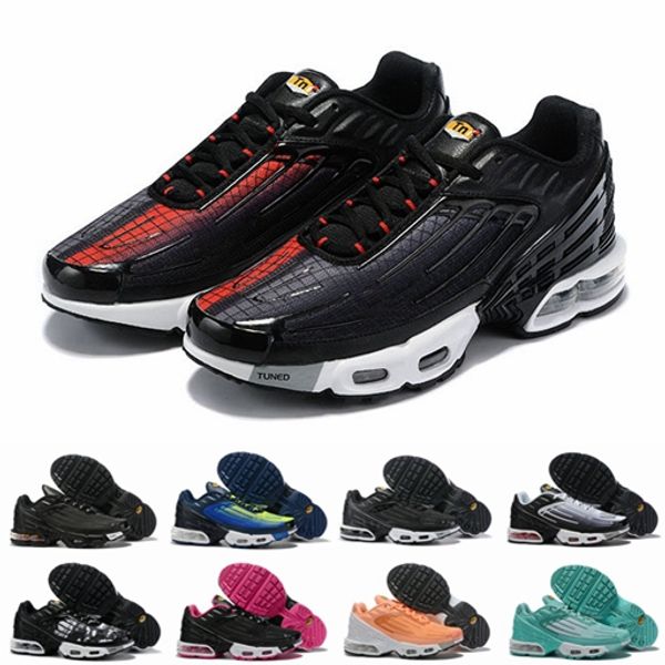

plus iii 3 tn mens tuned airs running shoes women tns black white rainbow sport shock sneakers requin blue red spider des chaussures