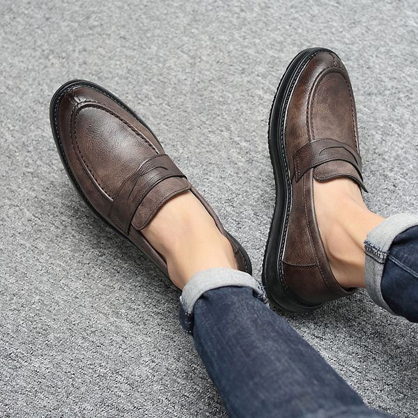 

round toe mens dress shoes leather loafers shoe wedding shoes floral print men flats office party formal zapatos de hombre, Black
