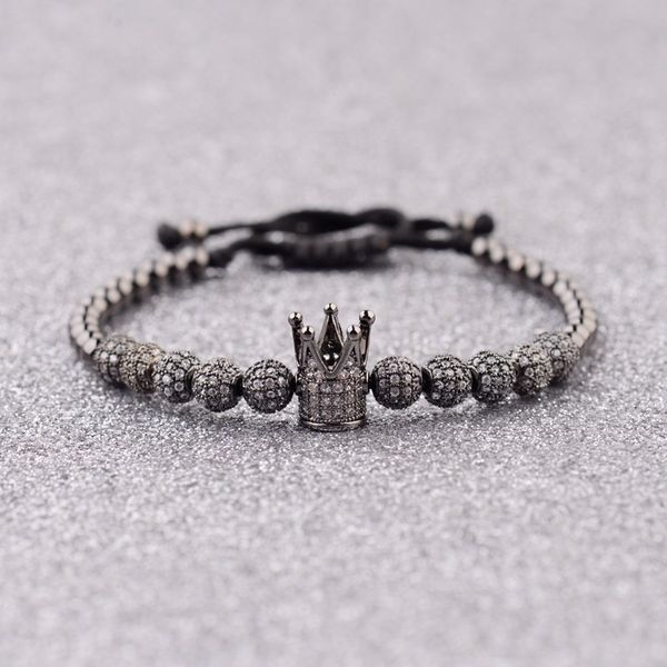 

men bracelet crown ball charms jewelry macrame beads bracelets braiding man jewelry for women bracelet gift, Black