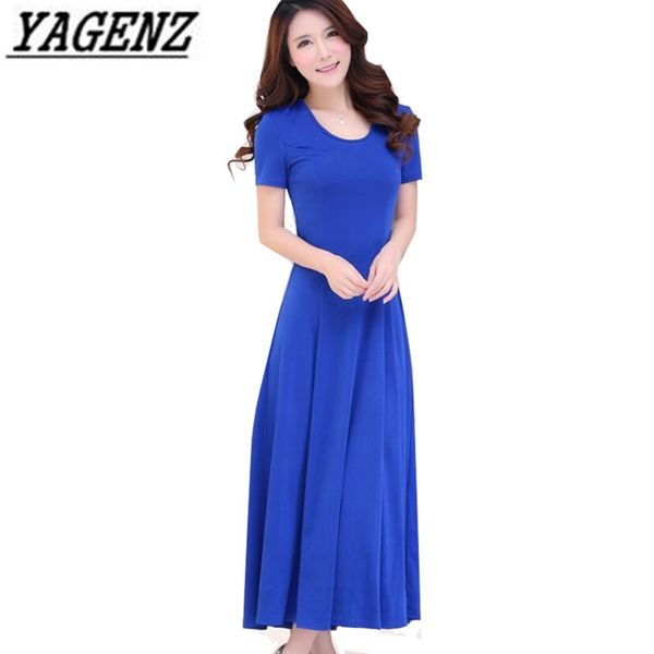 

summer bohemian dress women fashion casual elegant slim o neck solid color long dress plus size 5xl party dresses, Black;pink