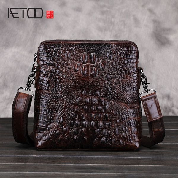 

aetoo new genuine leather bag leisure alligator leather messenger bags men business bag shoulder bags