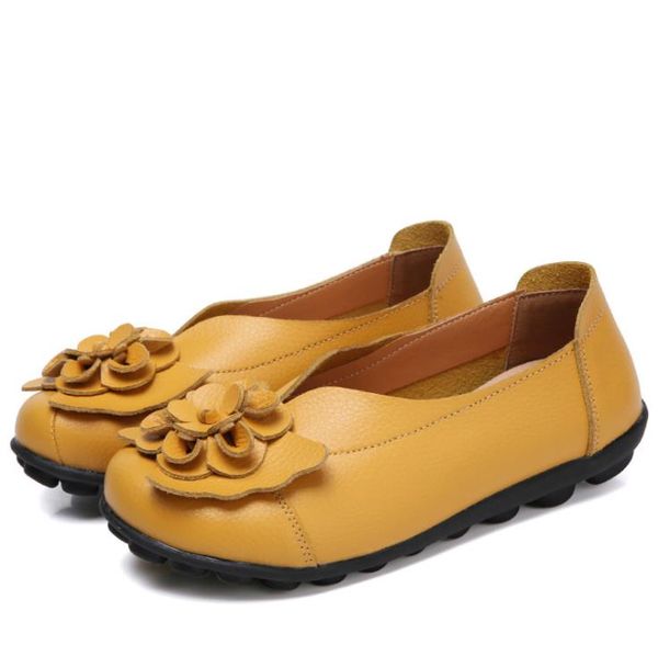 

female 2019 spring autumn flats casual shoes women leather flowers comfortable women's shoes, Black