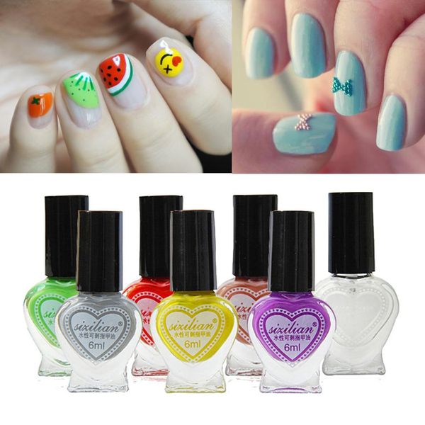 

1 bottle 6ml 24 colors pro salon water base nail polish eco no-toxic peel off fast dry finger tip lacquer art nails paint