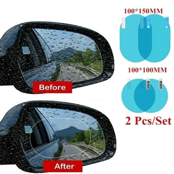 2adet / set Yağmur suyuna dayanıklı Araç Aksesuarları Araç Ayna Cam Saydam Film Membran Karşıtı Sis Yansımayan Su geçirmez Sticker Sürüş Güvenliği