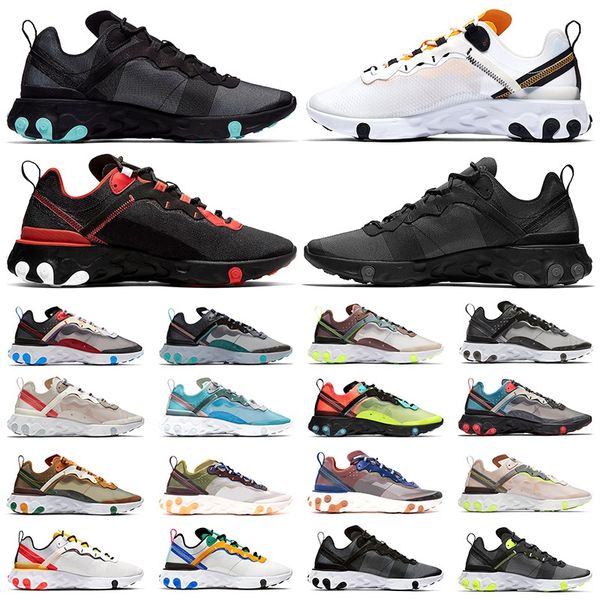 

87 react element 55 men women running shoes camo jade dusty peach royal tint triple black sail pale pink mens trainers sports sneakers, White;red