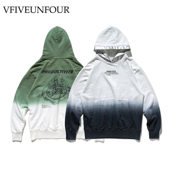 

vfiveunfour 2019 men tie-dye autumn winter tracksuit oversized mens hoodies loose streetwear men tie dye hoodies pullovers, Black
