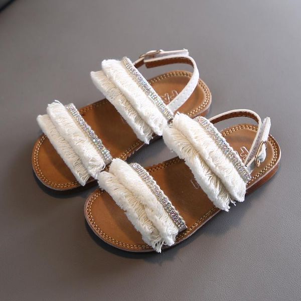 

new style girls sandals for summer 2020 toddler princess shoes fashion infant kids student baby tassel crystal sandals shoes, Black;red