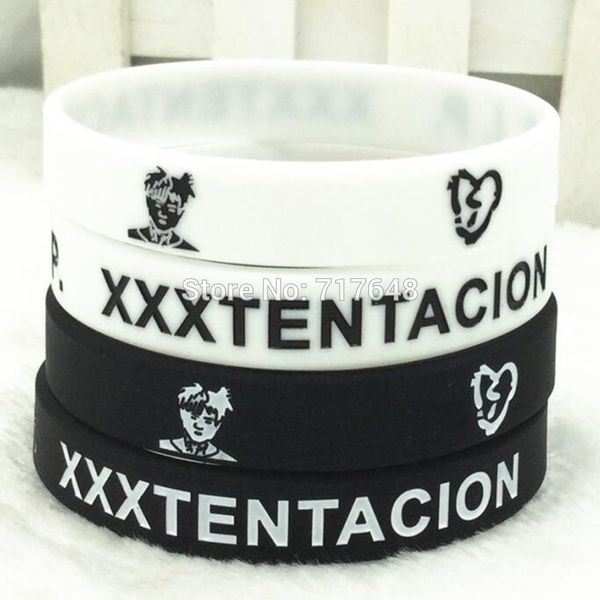 

1pc black and white xxxtentacion wristband silicone bracelets rubber cuff bangles a