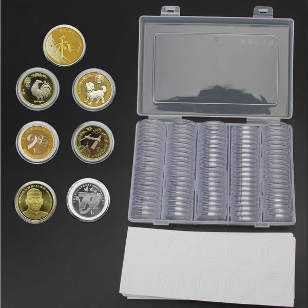 

100pcs 30mm coin protect gasket coin collection box transparent storage, Pink;blue