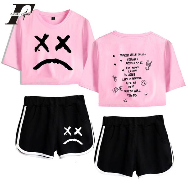 

lil peep k-pops women two piece set shorts and t-shirts clothes 2019 k-pops sets plus size xxl, Gray