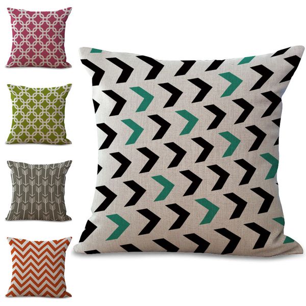 

geometric pattern diamond stripes arrow wave pillow case cushion cover linen cotton throw pillowcases sofa car decorative pillowcover 240649