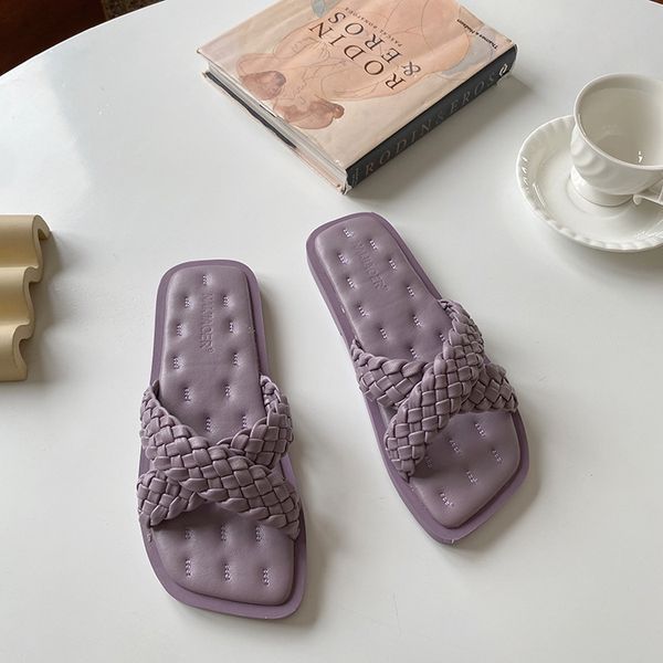 

flat shoes female woman's slippers slides shose women soft 2020 summer casual pu rome fabric basic leisure, Black