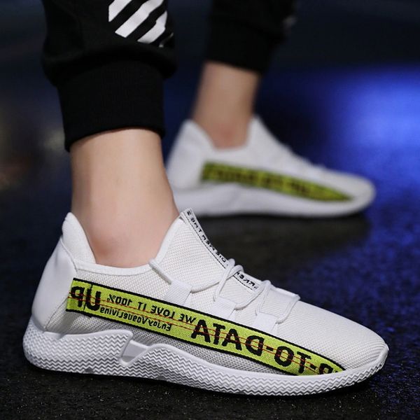 

fashion outdoor men white sneakers brand casual breathable shoes mesh soft jogging tennis mens shoes, Black