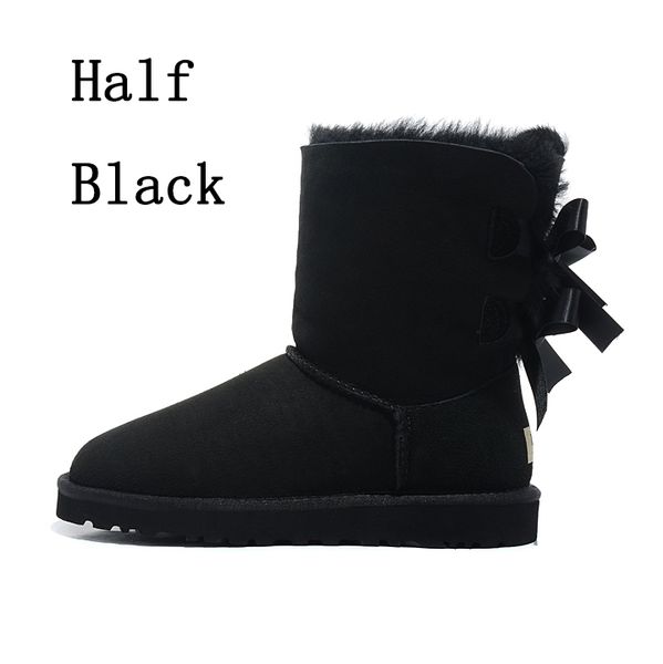 

black wgg luxury designer women boots classic tall chestnut bailey bowknot leather winter snow ankle womens half knee australian boots36--41