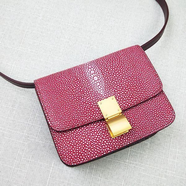 

charm2019 bag curd bean woman pearl fish skin lizard grain cowhide square package mini- single shoulder genuine leather small satchel